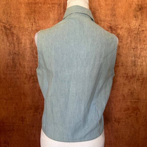 Cambridge Dry Goods Co vintage SIZE 8 sleeveless denim button front tie COTTON - Picture 8 of 9